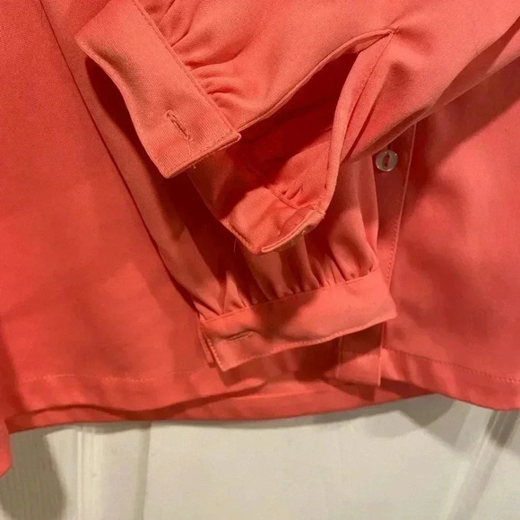 VTG Puccini Pintuck Pleated Salmon Pink Long Sleeve Collared Button Down Size 8 - Picture 4 of 10